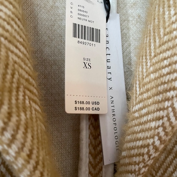 NEW Sanctuary x Anthropologie coat, size XS, brown and white striped, soft - Picture 4 of 9